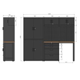 TM Premium werkplaatssysteem , 8-delig , mat zwart