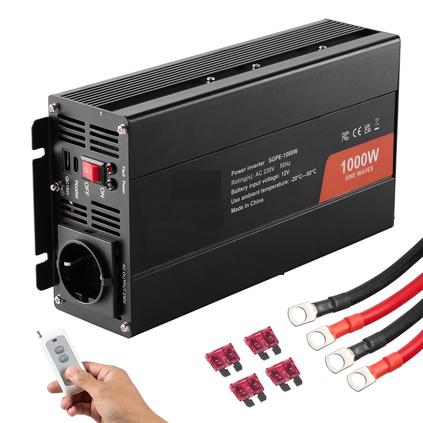 TM Spanningsvormer 1000W DC 12V AC 230V