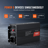 TM Spanningsvormer 1000W DC 12V AC 230V