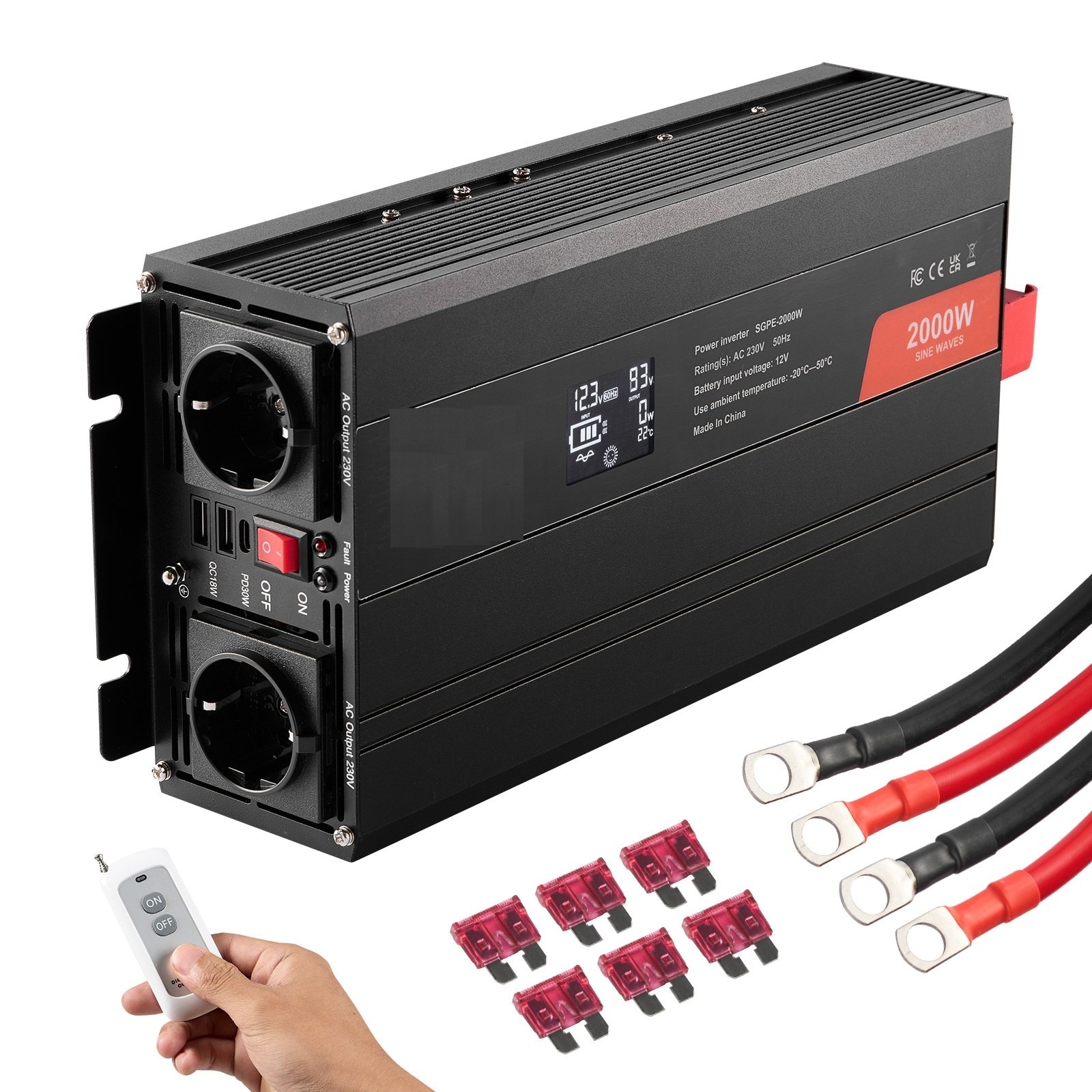 TM Spanningsvormer 2000W DC 12V AC 230V