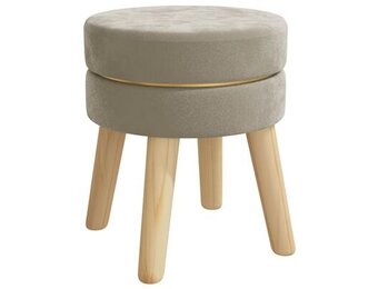 Tm Hocker rond fluweel donkergrijs