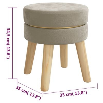Tm Hocker rond fluweel donkergrijs