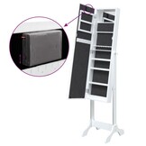 TM spiegel opberg make up/sieraden vrijstaand met LED's 34x37x146 cm wit