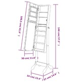 TM spiegel opberg make up/sieraden vrijstaand met LED's 34x37x146 cm wit