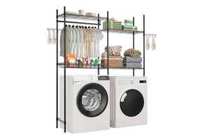 TM  Opbergrek boven wasmachine/droger, dubbele rij, 4 lagen, zwart