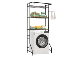 TM Opbergrek boven wasmachine/droger, enkele rij, 3 lagen, zwart