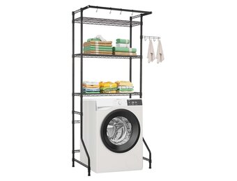 TM Opbergrek boven wasmachine/droger, enkele rij, 3 lagen, zwart