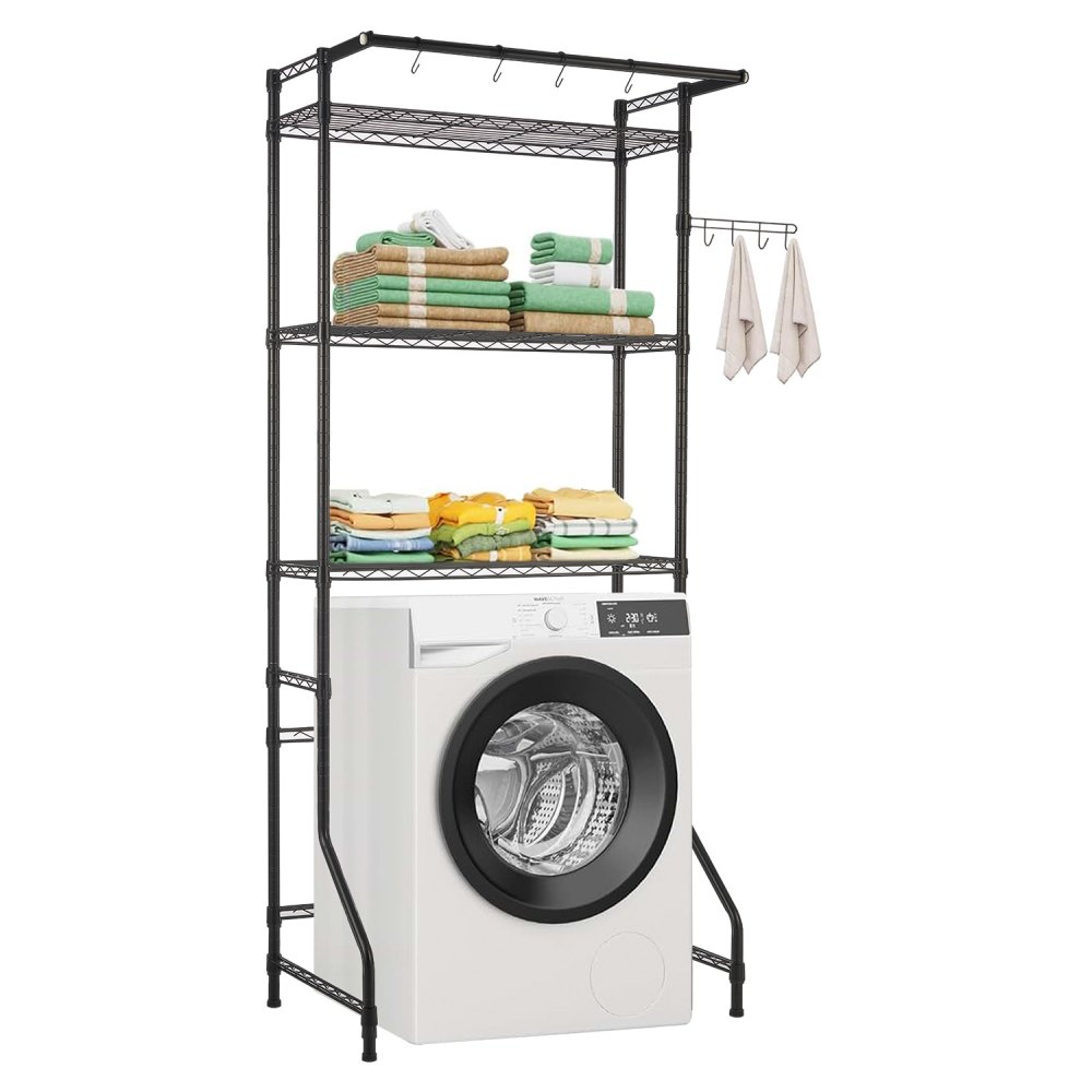 TM Opbergrek boven wasmachine/droger, enkele rij, 3 lagen, zwart