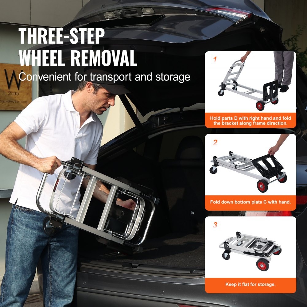 TM 2-in-1 steekwagen opvouwbaar 113/181 kg laadvermogen