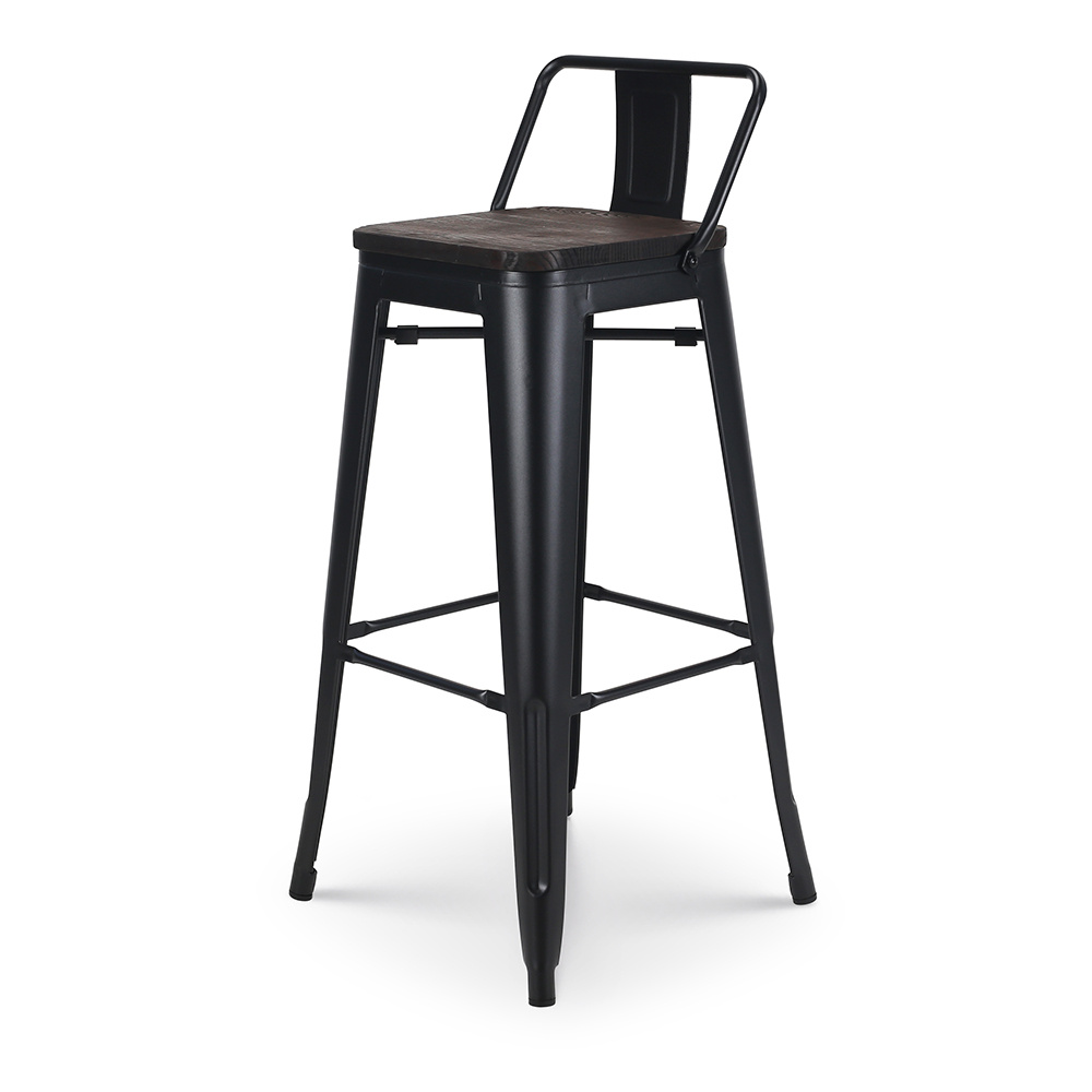 TM Vintage Vibe – Barkruk Zwart-Bruin met Retro Karakter