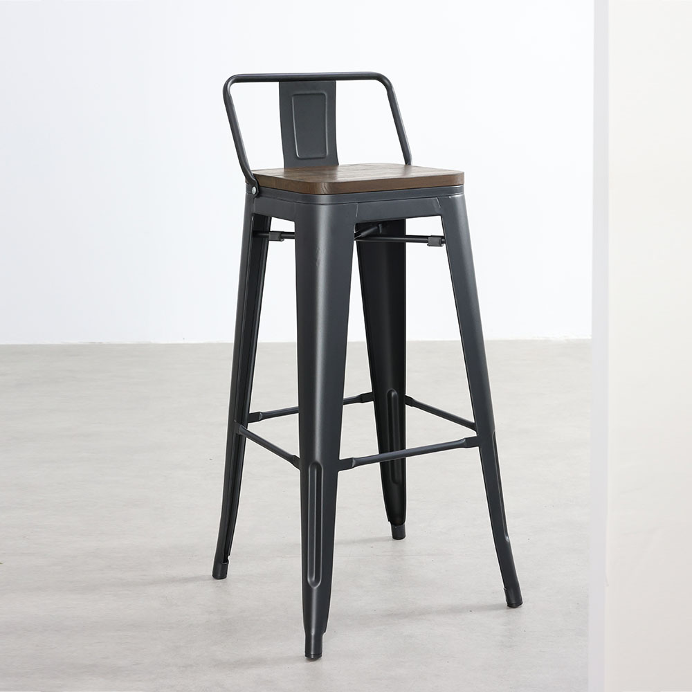 TM Vintage Vibe – Barkruk Zwart-Bruin met Retro Karakter