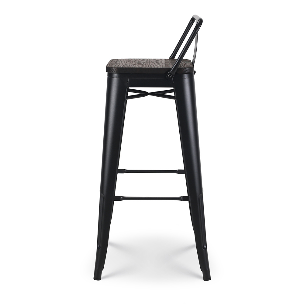 TM Vintage Vibe – Barkruk Zwart-Bruin met Retro Karakter