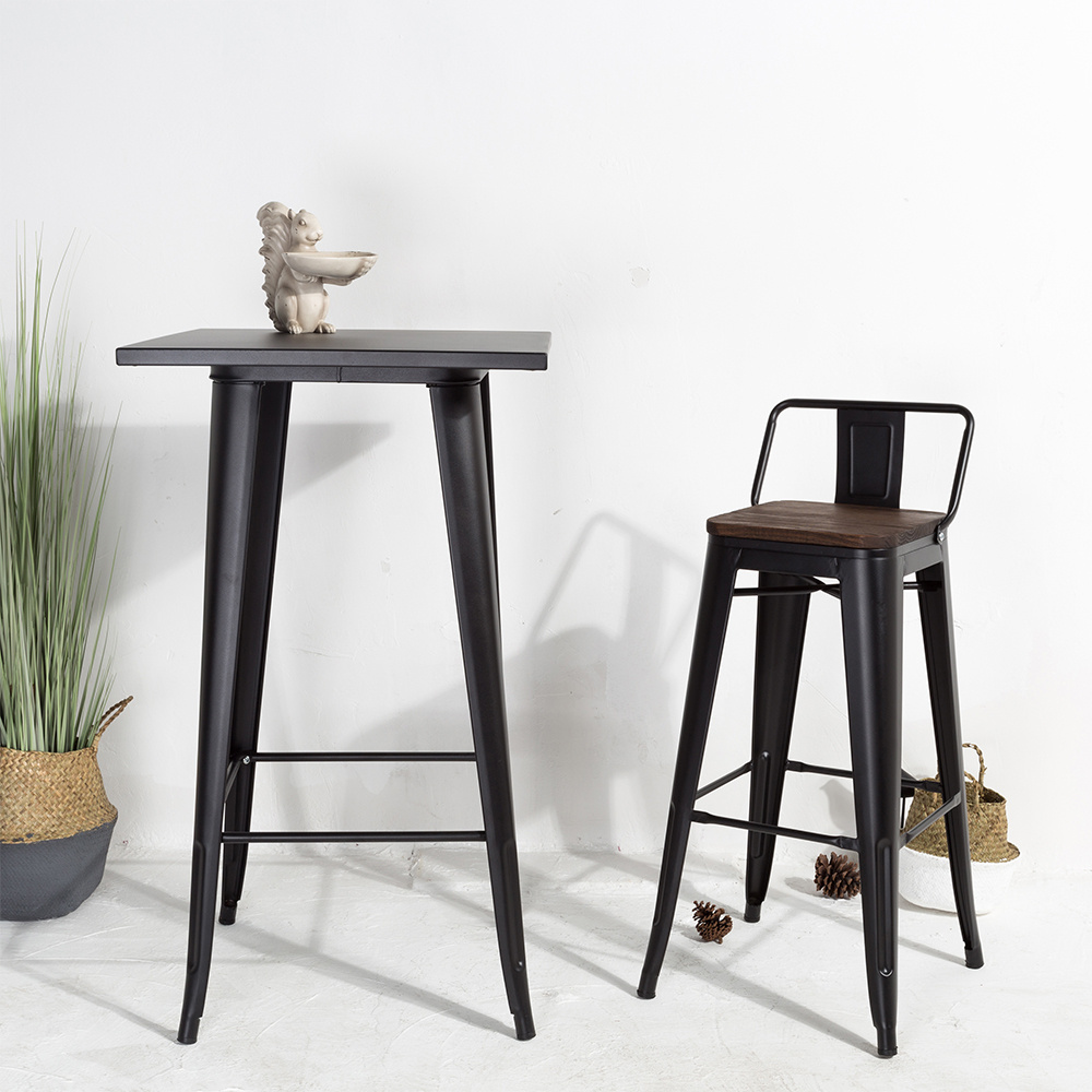 TM Vintage Vibe – Barkruk Zwart-Bruin met Retro Karakter