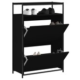 TM Schoenenkast 75x34x112 cm bewerkt hout zwart