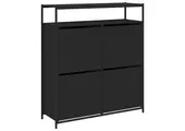TM Schoenenkast met 4 klaplades 100x34x112 cm zwart
