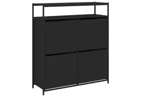 TM Schoenenkast met 4 klaplades 100x34x112 cm zwart