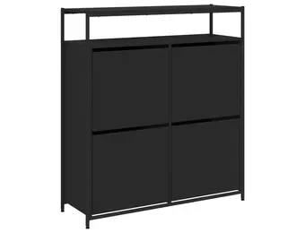 TM Schoenenkast met 4 klaplades 100x34x112 cm zwart