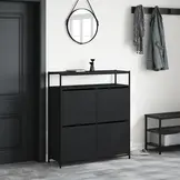 TM Schoenenkast met 4 klaplades 100x34x112 cm zwart