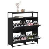 TM Schoenenkast met 4 klaplades 100x34x112 cm zwart