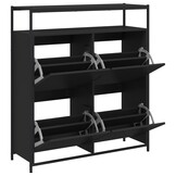 TM Schoenenkast met 4 klaplades 100x34x112 cm zwart