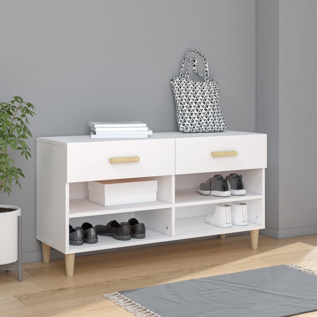 TM Schoenenkast 102x35x55 cm bewerkt hout wit