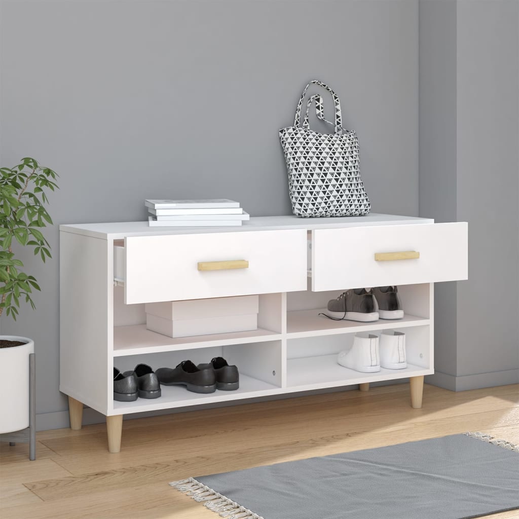 TM Schoenenkast 102x35x55 cm bewerkt hout wit