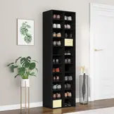 TM Schoenenkast 54x34x183 cm bewerkt hout zwart