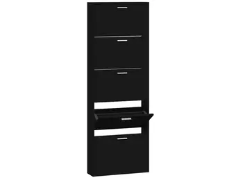 TM Schoenenkast hout met 5 opbergvakken zwart