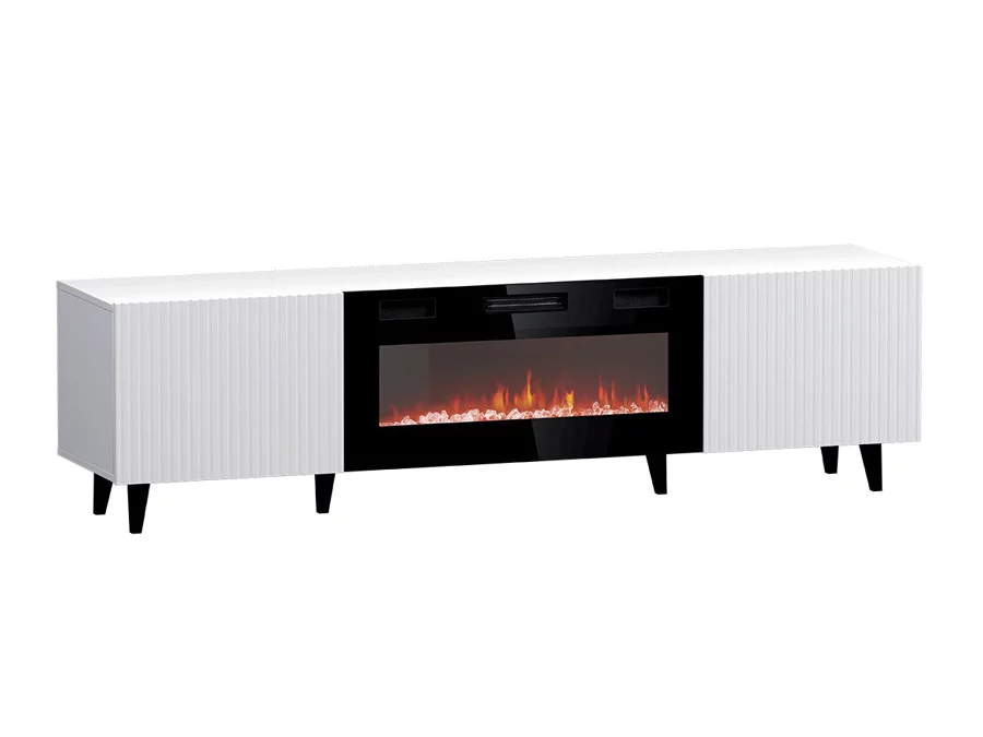 Tv-meubel Modern design met elektrische openhaard wit/zwart 181 x 40 x 49cm
