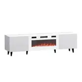 Tv-meubel Modern design met elektrische openhaard wit 181 x 40 x 49cm