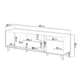 Tv-meubel Modern design met elektrische openhaard wit 181 x 40 x 49cm