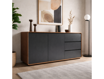 Modern Design Dressior Walnoot en Zwart 180x40x80cm