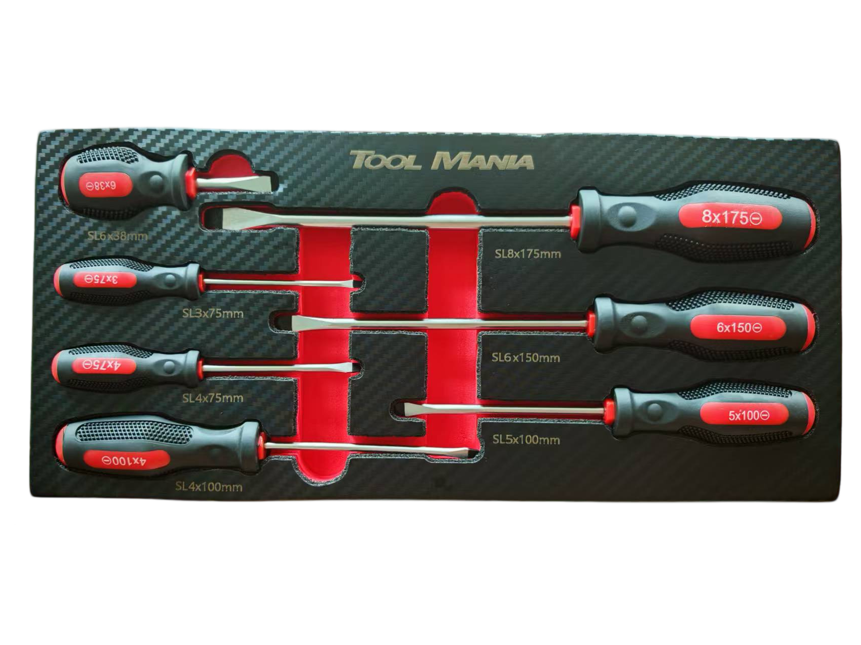 TM 7 delig schroevendraaierset foam carbon look inlay