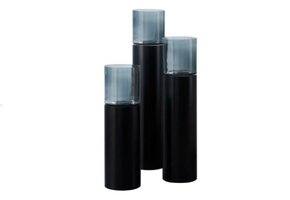 TM Luxe Windlicht op pilaar zwart 3 delig : H90 + H110 + H130 cm