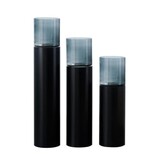 TM Luxe Windlicht op pilaar zwart 3 delig : H90 + H110 + H130 cm