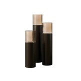 TM Luxe Windlicht op pilaar bruin 3 delig: H90 + H110 + H130 cm