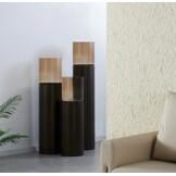 TM Luxe Windlicht op pilaar bruin 3 delig: H90 + H110 + H130 cm