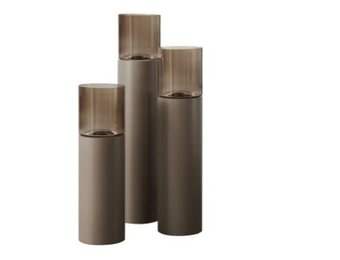 TM Luxe Windlicht op pilaar champagne 3 delig: H90 + H110 + H130 cm