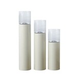TM Luxe Windlicht op pilaar creme 3 delig: H90 + H110 + H130 cm