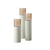 TM Luxe Windlicht op pilaar creme/bruine glas 3 delig: H90 + H110 + H130 cm