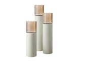 TM Luxe Windlicht op pilaar creme/bruine glas 3 delig: H90 + H110 + H130 cm