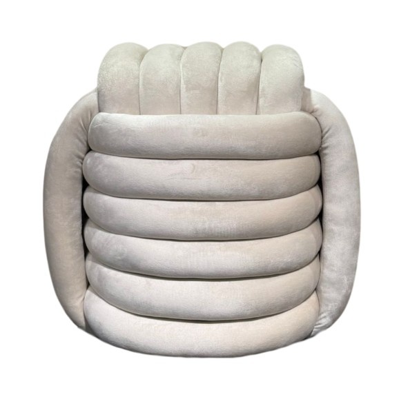 TM Geknoopte poef Velvet Taupe