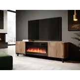 Tv-meubel Modern design met elektrische openhaard 181x42x50 cm Latten patroon