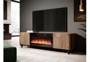 Tv-meubel Modern design met elektrische openhaard 181x42x50 cm Latten patroon
