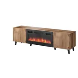 Tv-meubel Modern design met elektrische openhaard 181x42x50 cm Latten patroon