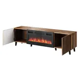 Tv-meubel Modern design met elektrische openhaard 181x42x50 cm Latten patroon