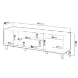 Tv-meubel Modern design met elektrische openhaard 181x42x50 cm Latten patroon