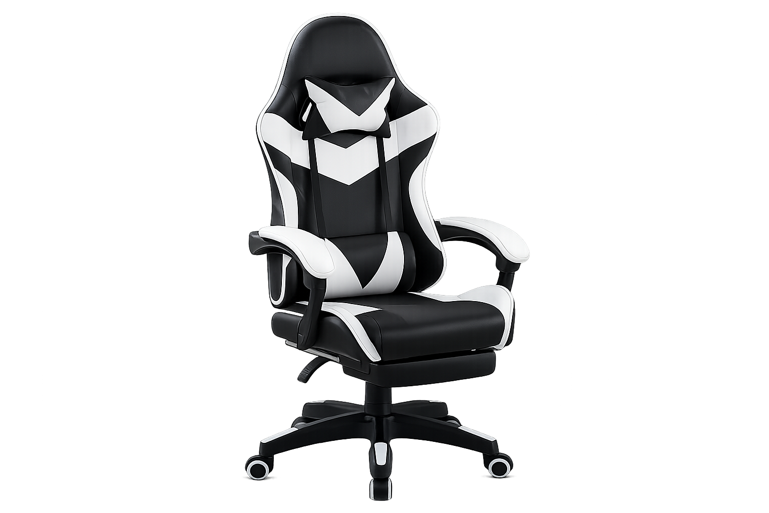 TM Bureaustoel ergonomisch , Gamestoel , zwart/wit , verstelbaar