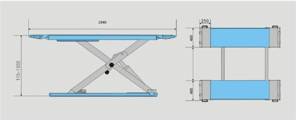 TM 3 Ton Professionele Elektrische Autopoetsbrug, Poetsbrug, Bandenbrug - 230 Volt, zwart