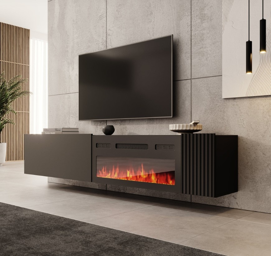 TM TV-Meubel met elektrische sfeerhaard Hearth & Home 200x30x38 cm